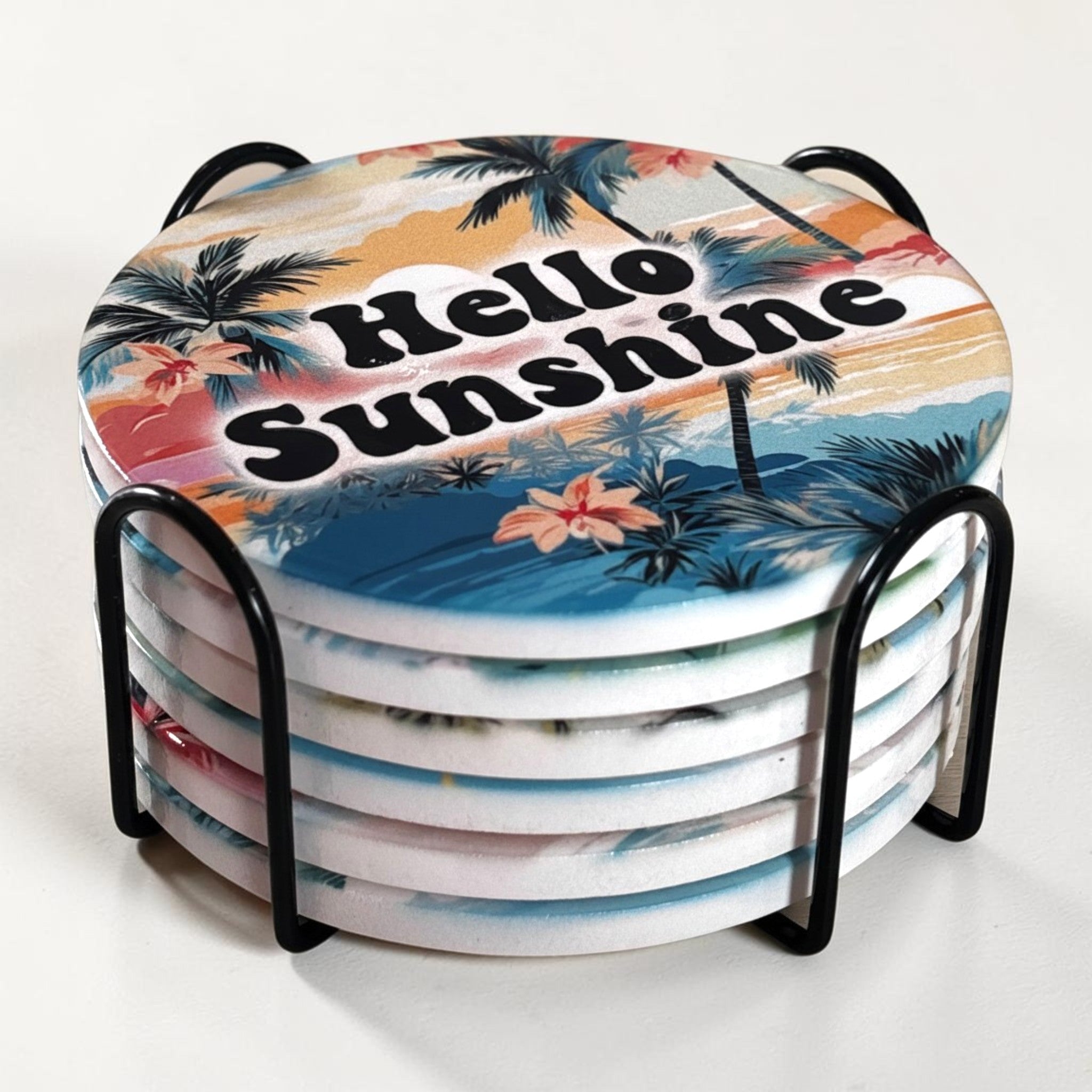 Beach Ceramic Coaster Set