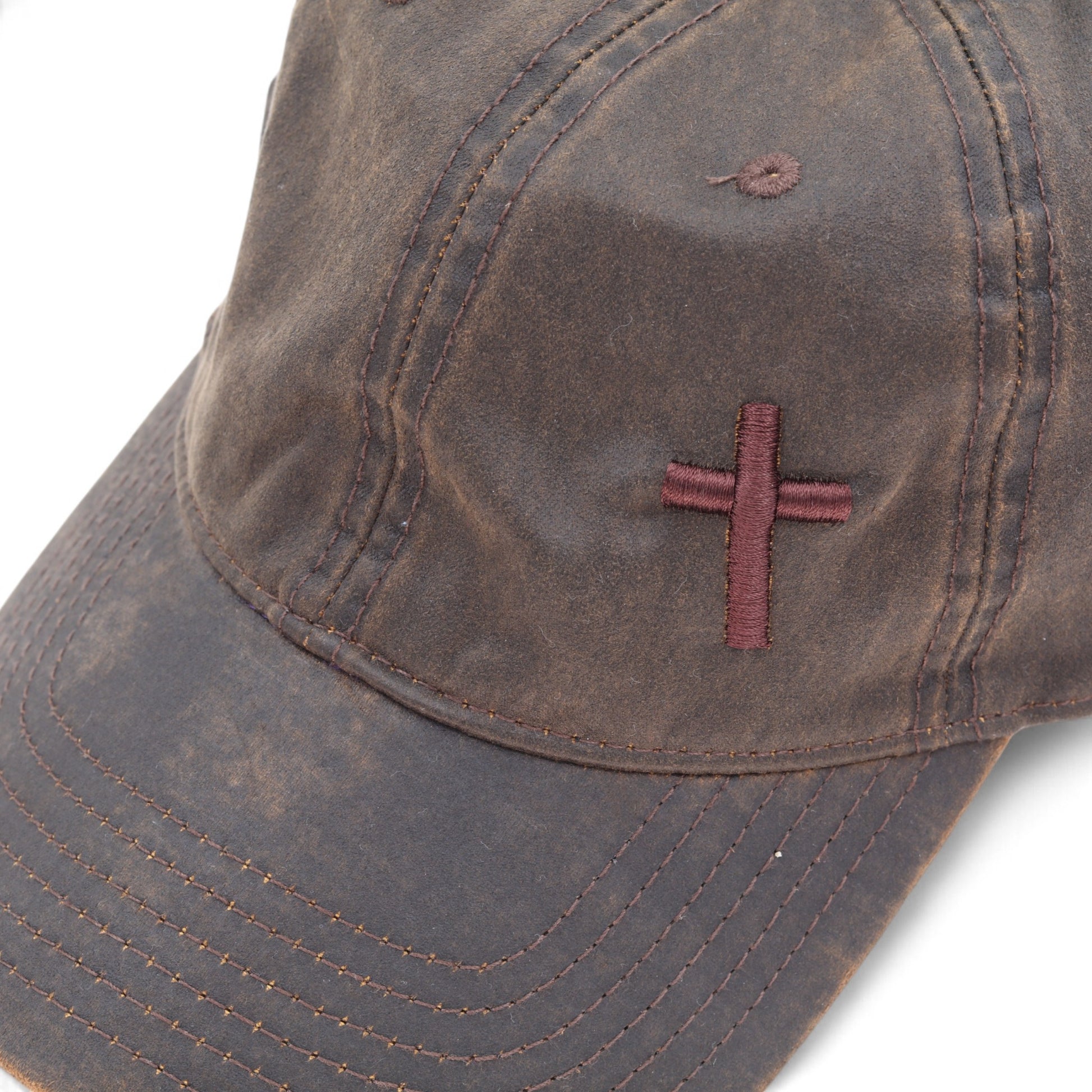 Brown Oil Skin Cap
