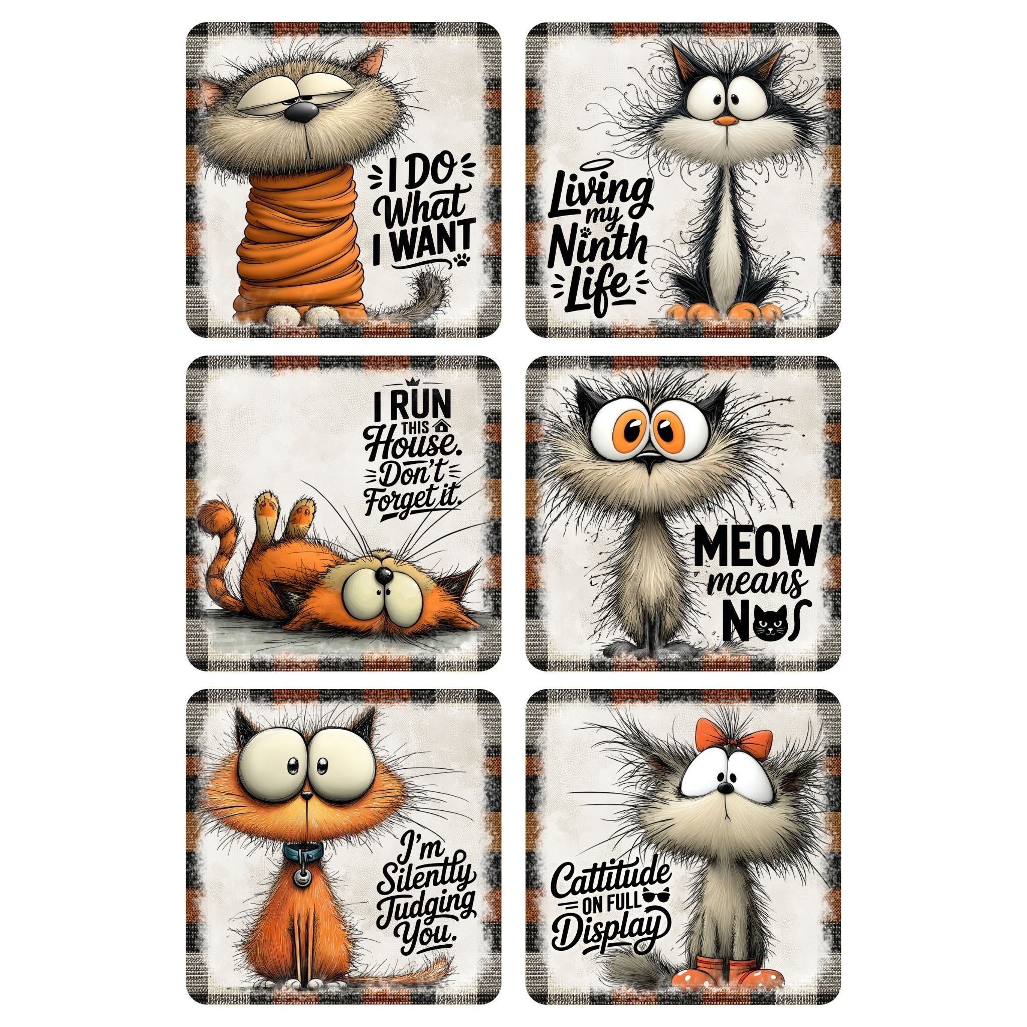 Cat Ceramic Coaster Set