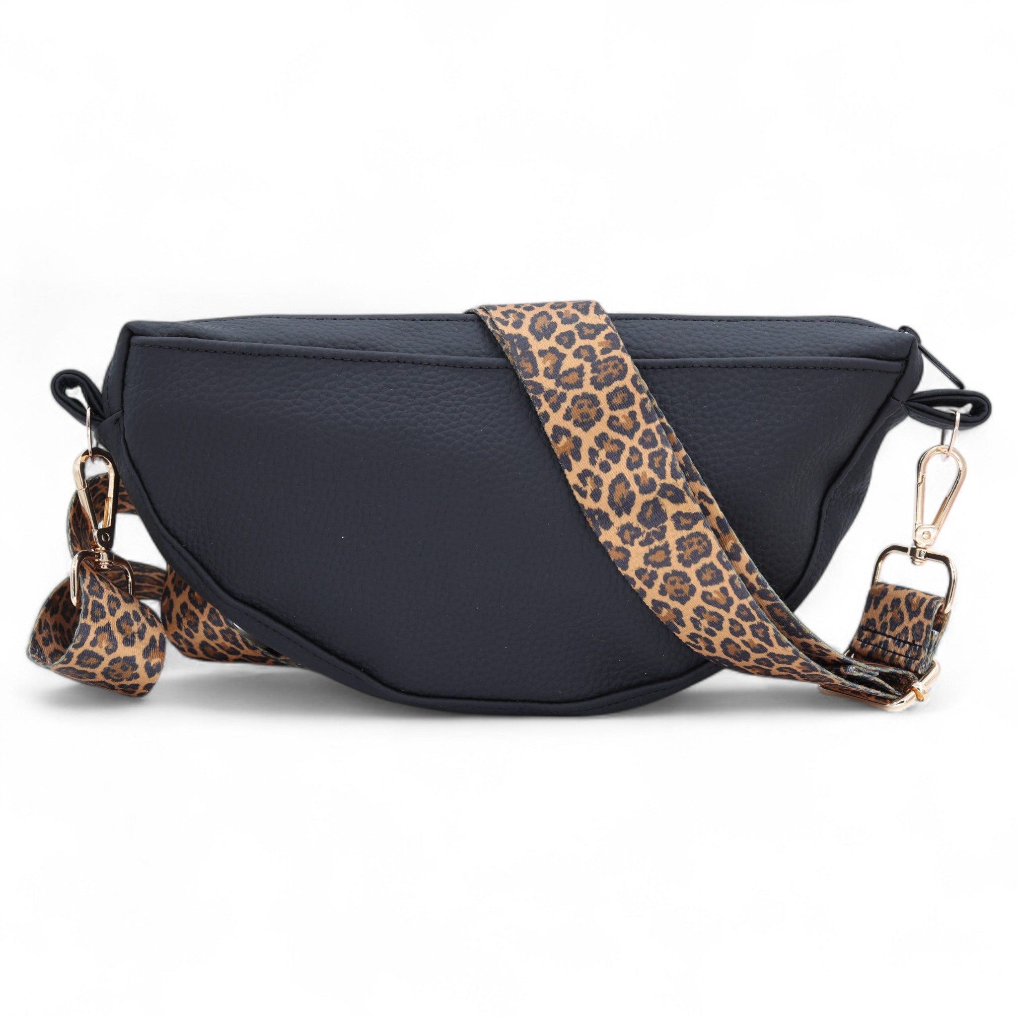 Charcoal Belly Bag with Animal Print Strap