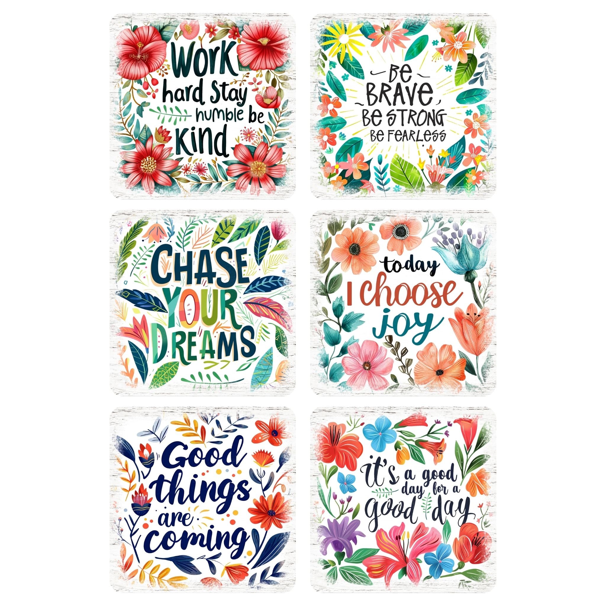 Floral Inspirational Coaster Set