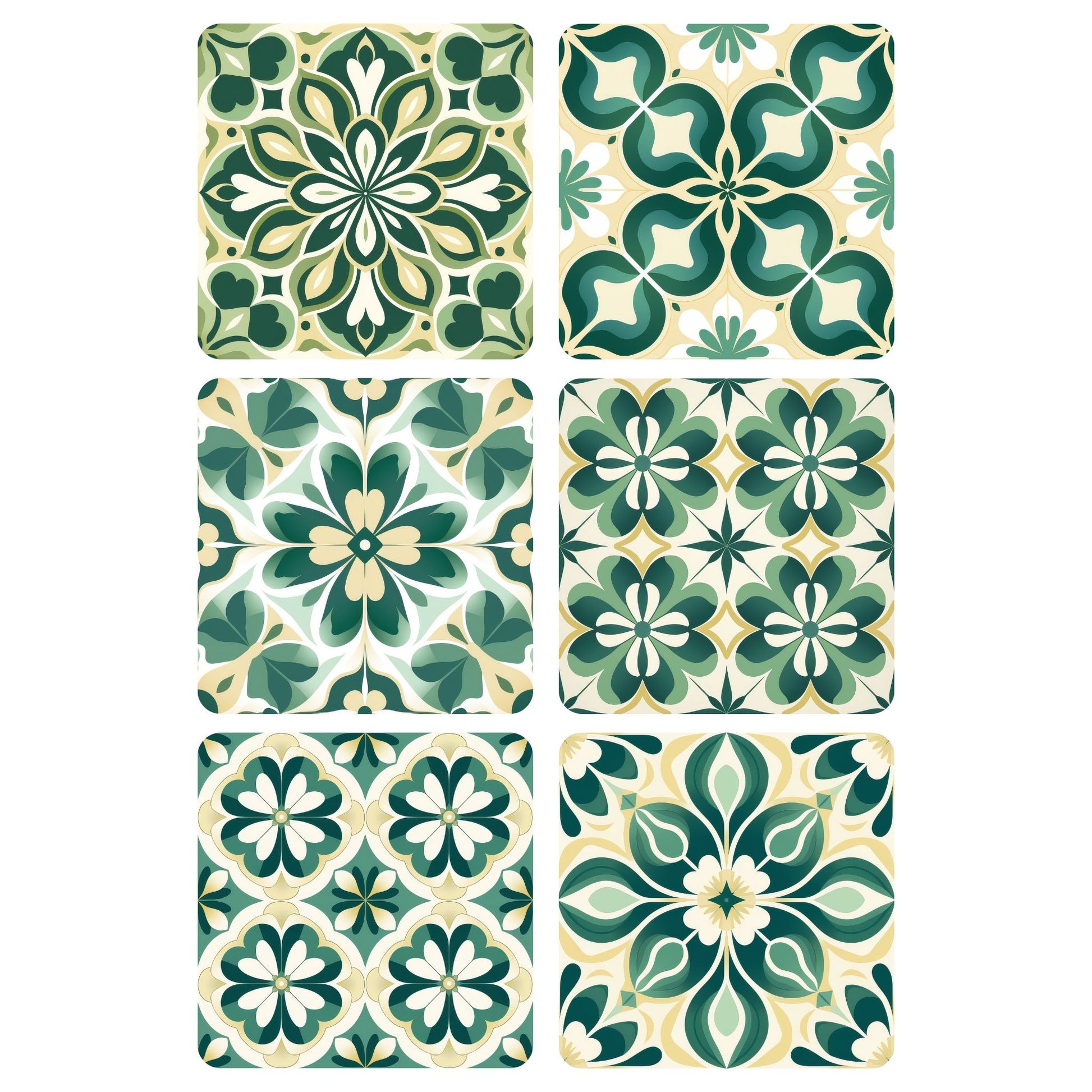 Green Geometric Coaster Set