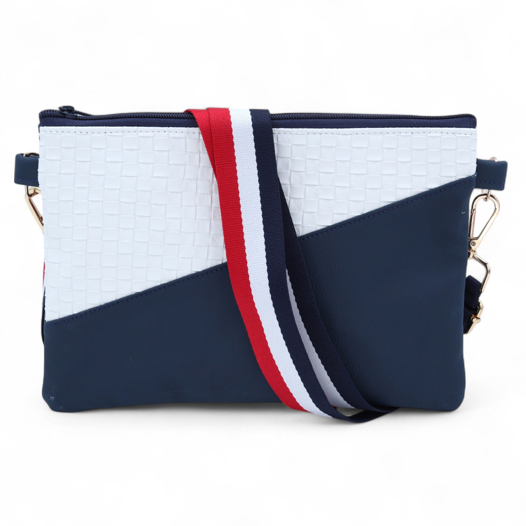 Navy and White Handbag