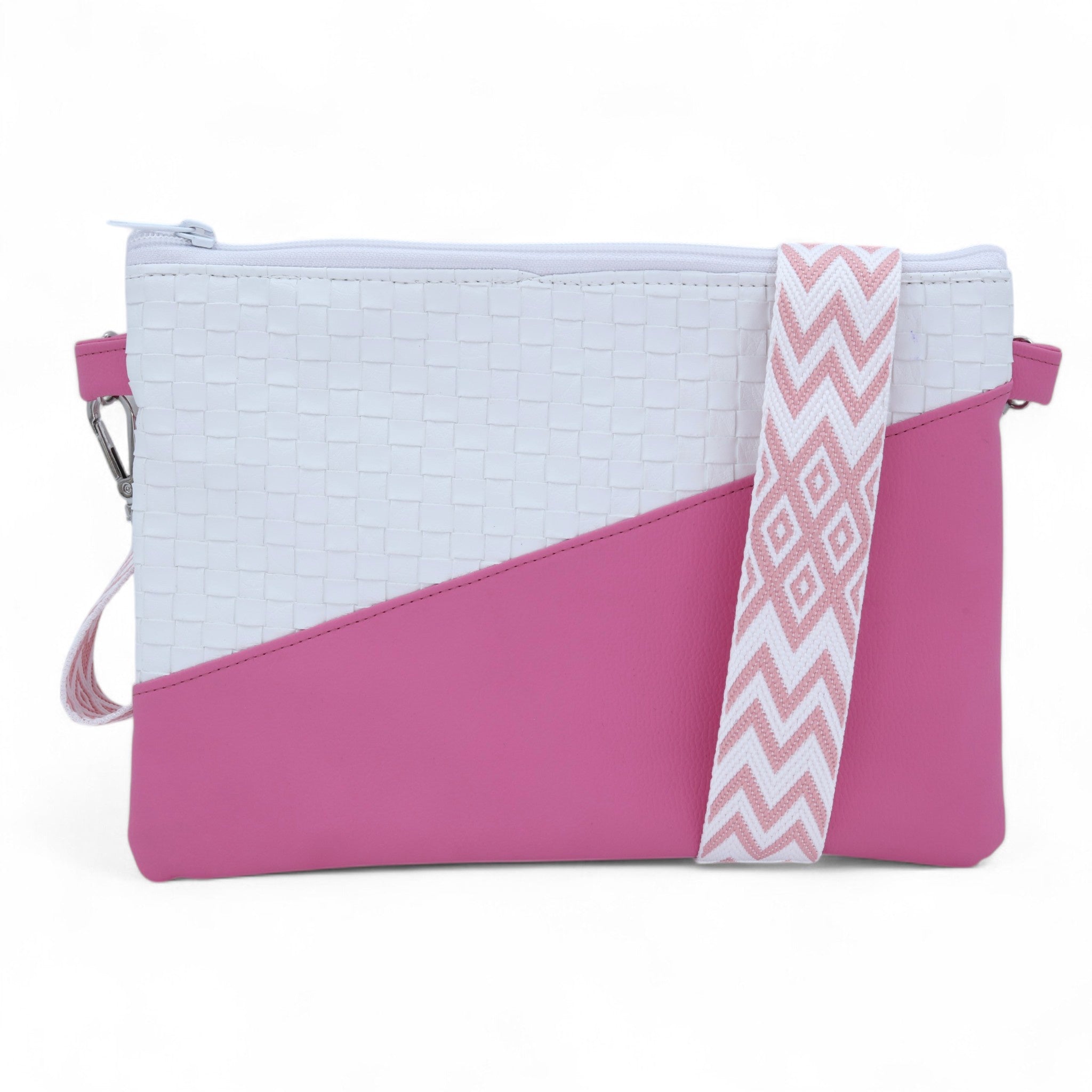 Pink and White Handbag