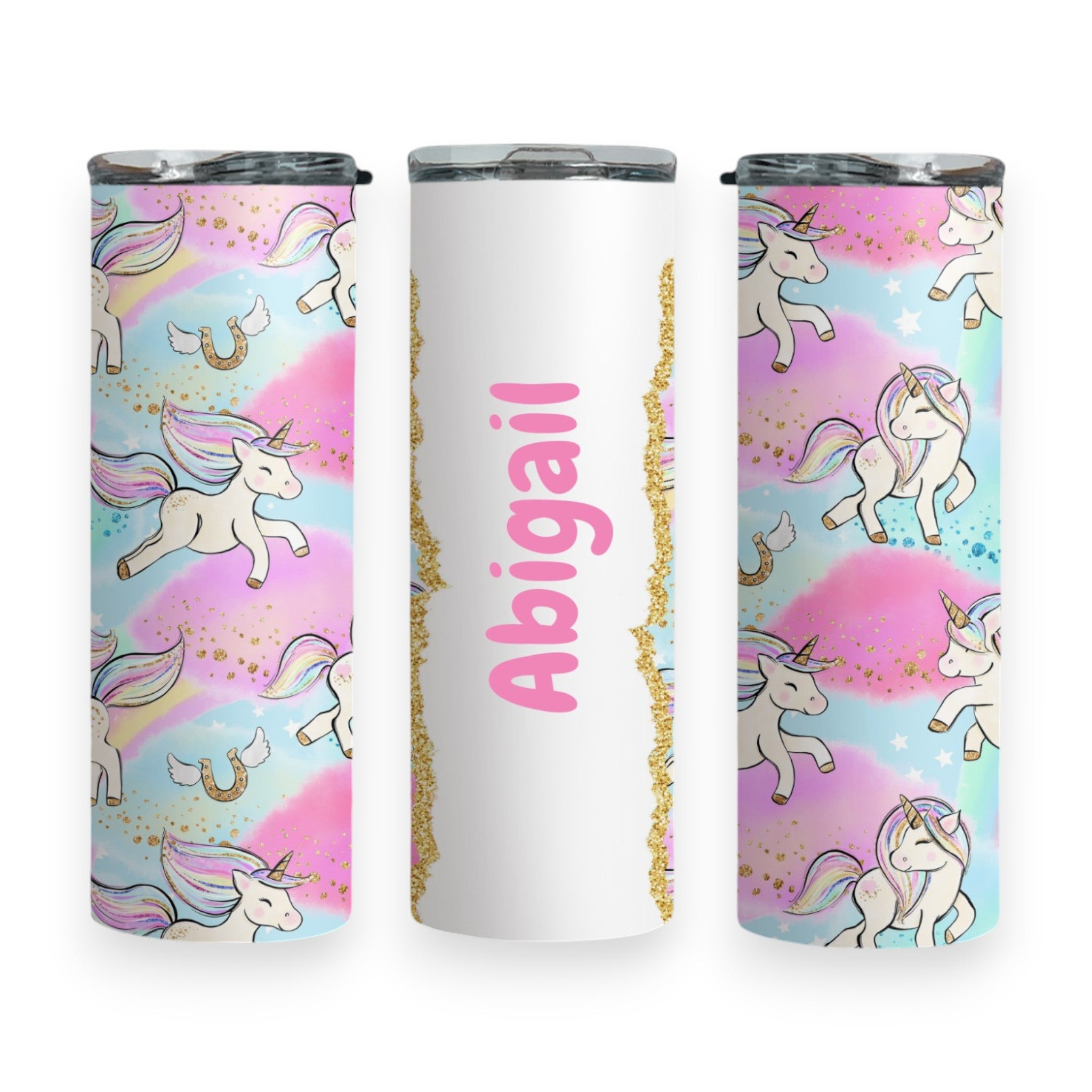 Pink Unicorn Personalised Tumbler