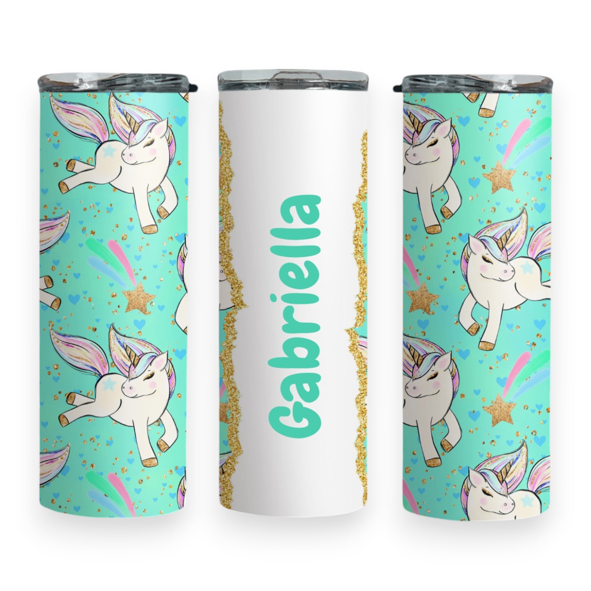 Turquoise Personalised Unicorn Tumbler