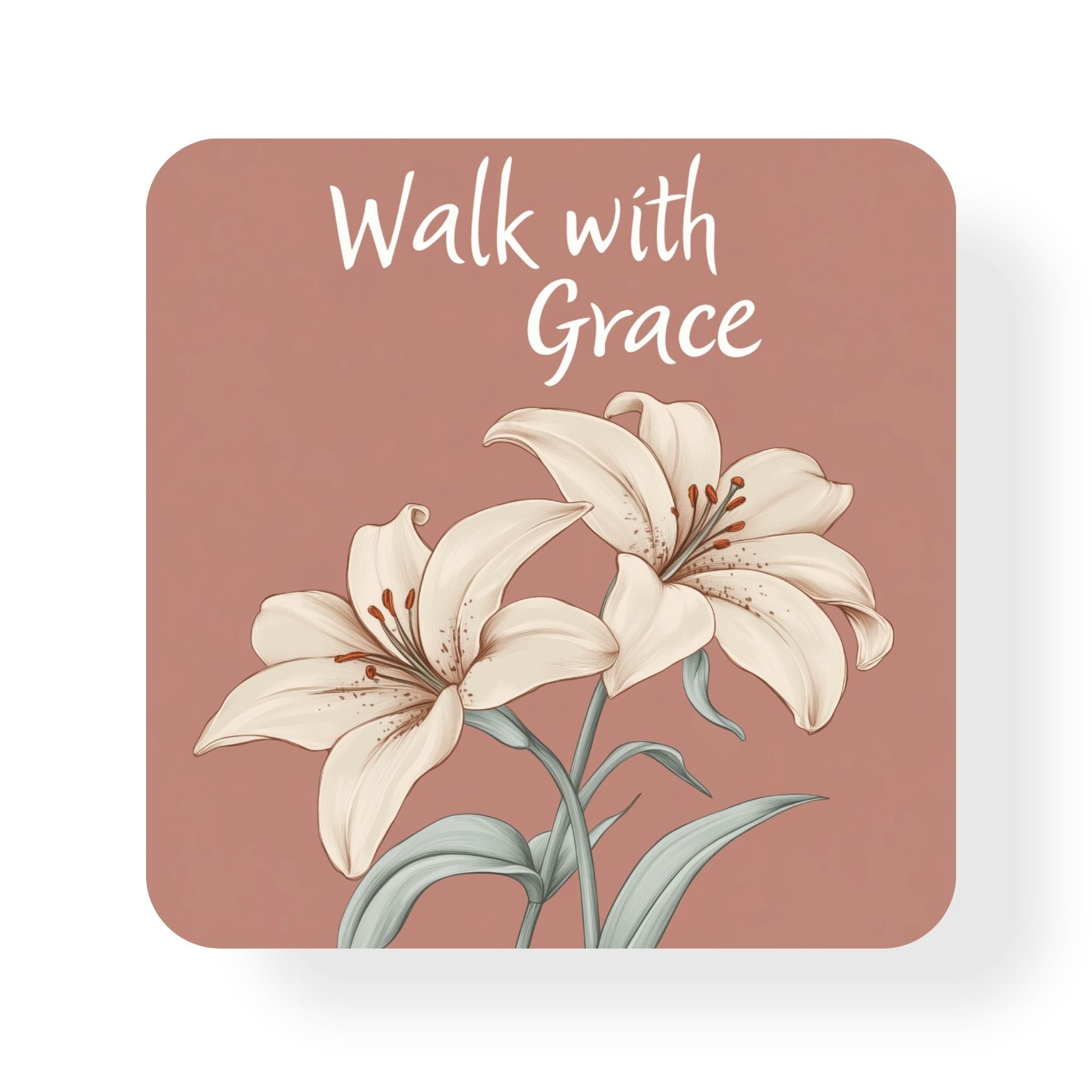Walk With Grace Brown Coaster