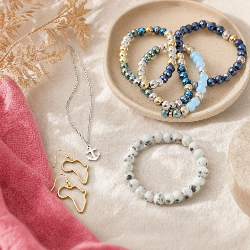 Jewellery - beaded and engraved bracelets, necklaces and earrings by Wild Mongoo