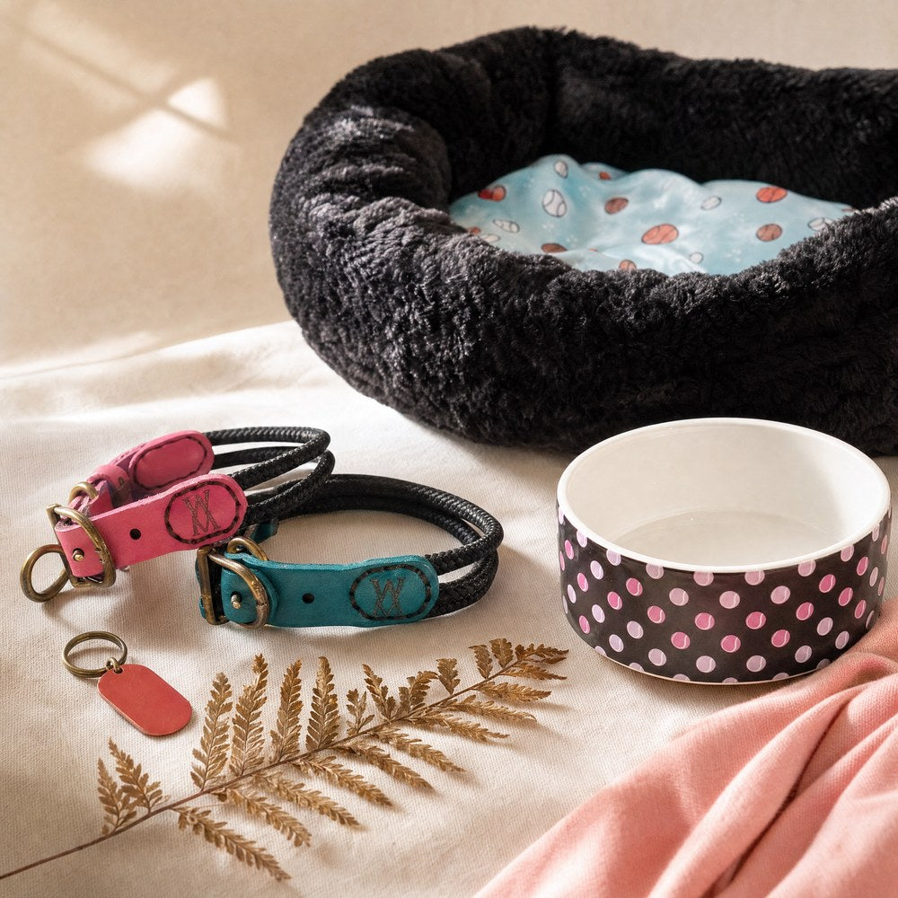 Pet - handmade collars, beds, bowls and engraved ID tags for dogs and cats by Wild Mongoo