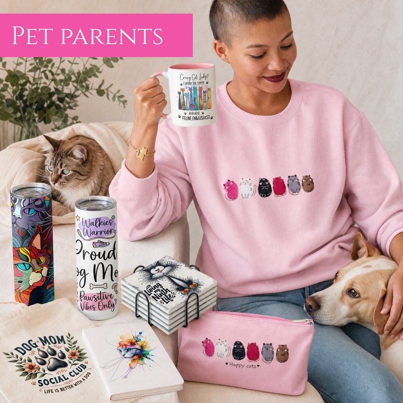 For pet parents - dog mom and cat mom mugs, tumblers, coasters and bags by Wild Mongoo